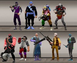 Size: 1274x1040 | Tagged: safe, discord, gilda, king sombra, lord tirek, nightmare moon, queen chrysalis, trixie, diamond dog, g4, demoman, demoman (tf2), engineer, engineer (tf2), heavy (tf2), heavy weapons guy, medic, medic (tf2), pyro (tf2), scout (tf2), shadowbolts, sniper, sniper (tf2), soldier, soldier (tf2), spy, spy (tf2), team fortress 2