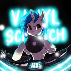 Size: 1500x1500 | Tagged: safe, artist:xiiiprojectwingsxiii, dj pon-3, vinyl scratch, g4, female, solo