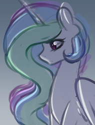 Size: 2406x3172 | Tagged: safe, artist:fluffymaiden, princess celestia, alicorn, pony, g4, colored sketch, female, high res, mare, missing accessory, simple background, solo