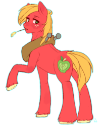 Size: 1250x1530 | Tagged: safe, artist:affurro, big macintosh, earth pony, pony, g4, looking at you, looking back, looking back at you, male, raised hoof, simple background, solo, transparent background