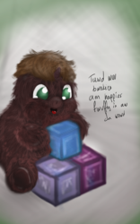 Size: 1200x1920 | Tagged: safe, artist:the wandering trader, oc, oc only, fluffy pony, blocks, playing, solo