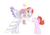 Size: 2600x1800 | Tagged: safe, artist:rdash2116108, oc, oc only, oc:mistral violet, oc:solar shine, alicorn, pony, unicorn, alicorn oc, clothes, couple, dress, female, horn, looking at each other, looking at someone, male, marriage, married couple, mishine, offspring, offspring shipping, parent:princess cadance, parent:shining armor, parent:starlight glimmer, parent:sunburst, parents:shiningcadance, parents:starburst, ring, shipping, simple background, straight, unicorn oc, wedding, wedding dress, wedding ring, white background