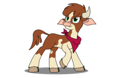Size: 2560x1650 | Tagged: safe, artist:xphil1998, arizona (tfh), cow, them's fightin' herds, bandana, cloven hooves, community related, female, raised hoof, simple background, solo, transparent background
