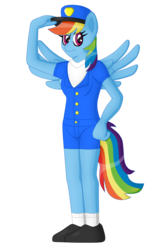 Size: 3495x5243 | Tagged: safe, artist:sergeant16bit, rainbow dash, anthro, g4, alternate clothes, female, police officer, police uniform, simple background, solo, transparent background