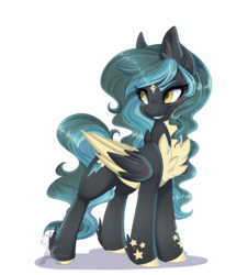 Size: 1024x1134 | Tagged: safe, artist:pvrii, oc, oc only, oc:shimmer starfall, pegasus, pony, blushing, chest fluff, coat markings, facial markings, female, looking back, mare, simple background, smiling, star (coat marking), transparent background