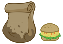 Size: 3900x2700 | Tagged: safe, artist:sofunnyguy, bag, burger, food, grease, high res, no pony, oat burger, oats, paper bag, resource, simple background, transparent background, vector