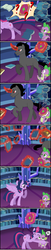 Size: 1000x4930 | Tagged: safe, artist:wolfkice, king sombra, spike, twilight sparkle, alicorn, pony, g4, book, bruised, castle, comic, female, happy, male, mess, missing accessory, nice, scared, ship:twibra, shipping, straight, sweet, taking the fall, twilight sparkle (alicorn)