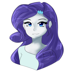 Size: 1024x1024 | Tagged: safe, artist:jovalic, rarity, equestria girls, g4, female, looking at you, simple background, smiling, solo