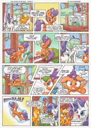 Size: 3490x4880 | Tagged: safe, artist:xeviousgreenii, applejack, rarity, scootaloo, oc, comic:the temple of bloom, g4, absurd resolution, butt, cloud, comic, scootabutt