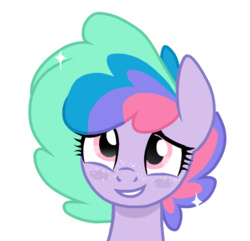 Size: 618x596 | Tagged: safe, artist:chococakebabe, oc, oc only, oc:star dazzle, pegasus, pony, blushing, bust, female, freckles, mare, portrait, simple background, solo, transparent background