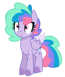 Size: 1024x1209 | Tagged: safe, artist:chococakebabe, oc, oc only, oc:star dazzle, pegasus, pony, female, mare, simple background, solo, transparent background, two toned wings, wide eyes