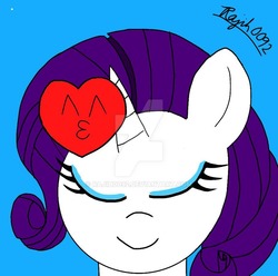 Size: 900x893 | Tagged: safe, artist:rajih0092, rarity, pony, unicorn, g4, eyes closed, female, mare, simple background, solo, watermark