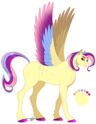 Size: 965x1250 | Tagged: safe, artist:bijutsuyoukai, oc, oc only, pegasus, pony, colored hooves, colored wings, magical lesbian spawn, male, multicolored wings, offspring, parent:fluttershy, parent:rainbow dash, parents:flutterdash, reference sheet, simple background, solo, spread wings, stallion, transparent background, wings