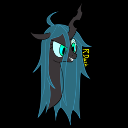 Size: 768x768 | Tagged: source needed, safe, artist:rdash2116108, queen chrysalis, changeling, changeling queen, g4, black background, bust, female, simple background, solo
