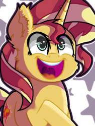 Size: 567x750 | Tagged: safe, artist:victoriathething, sunset shimmer, pony, unicorn, g4, cheek fluff, cute, female, mare, open mouth, shimmerbetes, smiling, solo