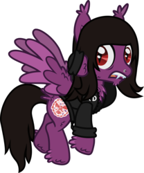 Size: 830x997 | Tagged: safe, artist:lightningbolt, derpibooru exclusive, oc, pegasus, pony, undead, vampire, g4, .svg available, bags under eyes, cheek fluff, chest fluff, chin fluff, clothes, description is relevant, drop dead clothing, ear fluff, fangs, fluffy, flying, hoodie, hoof fluff, hoof on neck, leg fluff, long mane, looking back, looking over shoulder, male, nose piercing, open mouth, pierce the veil, piercing, ponified, show accurate, simple background, slit pupils, solo, stallion, svg, tail feathers, transparent background, vector, vic fuentes, wing fluff, wings, zipper
