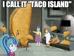 Size: 490x371 | Tagged: safe, artist:gollum123, screencap, sonata dusk, g4, aqua teen hunger force, dazzling, doctor weird, food, meme, quote, sonata fuel, starenata, steve, taco