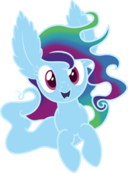 Size: 1047x1412 | Tagged: safe, artist:badumsquish, derpibooru exclusive, rainbow dash, windigo, miss pie's monsters, g4, aurora dash, ear fluff, ethereal mane, female, happy, impossibly large ears, looking at you, simple background, smiling, solo, species swap, transparent background, windigofied