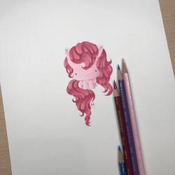Size: 3024x3024 | Tagged: safe, artist:nana-marchae, pinkie pie, g4, chibi, colored pencil drawing, cute, female, high res, solo, traditional art