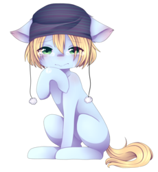 Size: 2073x2256 | Tagged: safe, artist:shiromidorii, oc, oc only, oc:shiro, earth pony, pony, beanie, crying, female, hat, high res, mare, simple background, sitting, solo, transparent background