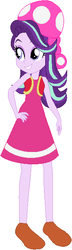 Size: 180x627 | Tagged: safe, artist:nsmah, artist:user15432, starlight glimmer, human, equestria girls, equestria girls specials, g4, base used, clothes, crossover, dress, glimmette, hat, mushroom hat, nintendo, pink dress, shoes, solo, super mario bros., toadette