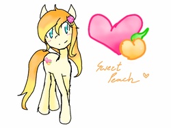Size: 1024x768 | Tagged: safe, artist:lunaticsnivy, oc, oc only, oc:sweet peach, earth pony, pony, female, mare, simple background, solo, white background