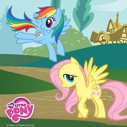 Size: 334x334 | Tagged: safe, fluttershy, rainbow dash, g4, official, duo, my little pony logo, stock vector