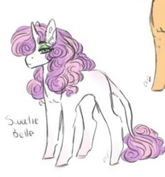 Size: 343x369 | Tagged: safe, artist:last-star-oc, sweetie belle, pony, unicorn, g4, blank flank, eyeshadow, female, filly, leonine tail, makeup, simple background, solo, white background