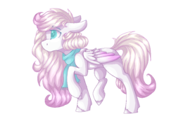 Size: 800x552 | Tagged: safe, artist:person8149, oc, oc only, oc:infinity, pegasus, pony, clothes, female, folded wings, mare, profile, raised hoof, raised leg, scarf, simple background, solo, transparent background, wings