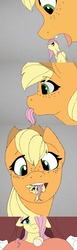 Size: 2048x6656 | Tagged: safe, artist:smallhorses, applejack, fluttershy, pegasus, pony, g4, comic, female, fetish, flutterprey, lesbian, micro, ship:appleshy, shipping, tail, tail sticking out, vore, willing vore