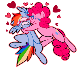 Size: 800x700 | Tagged: safe, artist:yin-meep, pinkie pie, rainbow dash, earth pony, pegasus, pony, g4, bone-crushing snuggles, cute, eyes closed, female, hape, heart, hug, lesbian, mare, non-consensual cuddling, ship:pinkiedash, shipping, simple background, transparent background