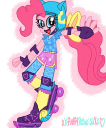 Size: 1024x1229 | Tagged: safe, artist:xxfluffypachirisuxx, pinkie pie, equestria girls, g4, my little pony equestria girls: friendship games, female, roller skates, simple background, solo, transparent background