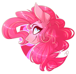 Size: 3390x3264 | Tagged: safe, artist:kosmiik, pinkie pie, pony, g4, bust, female, high res, portrait, simple background, smiling, solo, transparent background, white outline