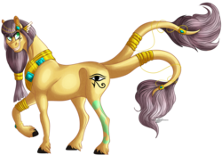 Size: 1250x869 | Tagged: safe, artist:bijutsuyoukai, oc, oc only, oc:darius, earth pony, pony, egyptian, simple background, solo, transparent background, two tails