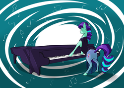Size: 3507x2480 | Tagged: safe, artist:amberpendant, coloratura, g4, butt, female, high res, implied tail hole, musical instrument, piano, playing instrument, plot, rara, solo, tail