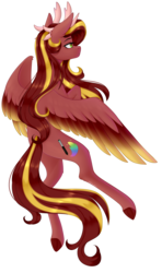 Size: 1745x2941 | Tagged: safe, artist:ohhoneybee, oc, oc only, oc:haru, pegasus, pony, antlers, female, mare, multicolored hair, simple background, solo, transparent background