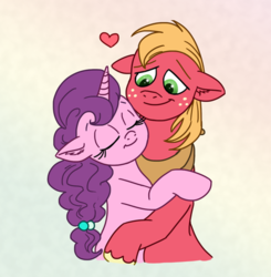 Size: 464x474 | Tagged: safe, alternate version, artist:snowstoat, big macintosh, sugar belle, g4, cute, eyes closed, female, hug, macabetes, male, ship:sugarmac, shipping, simple background, smiling, straight, sugarbetes