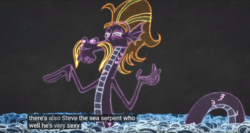 Size: 1399x746 | Tagged: safe, screencap, steven magnet, sea serpent, fundamentals of magic✨ w/ princess celestia, g4, chalk drawing, male, meme, sexy, solo, water, youtube caption, youtube link