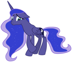Size: 11756x10205 | Tagged: safe, artist:myrami, edit, editor:slayerbvc, vector edit, princess luna, alicorn, pony, g4, luna eclipsed, absurd resolution, accessory-less edit, bare hooves, crossed hooves, crossed legs, embarrassed, female, floppy ears, frown, looking at you, mare, missing accessory, raised hoof, sad, shame, simple background, solo, transparent background, vector