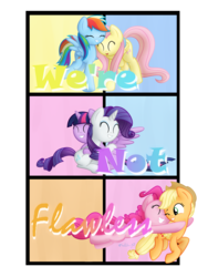 Size: 2400x3200 | Tagged: safe, artist:vcm1824, applejack, fluttershy, pinkie pie, rainbow dash, rarity, twilight sparkle, alicorn, pony, g4, eyes closed, flawless, high res, hug, mane six, one eye closed, smiling, twilight sparkle (alicorn), we're not flawless