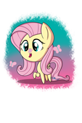 Size: 1600x2400 | Tagged: safe, artist:vcm1824, fluttershy, butterfly, g4, chibi, cute, female, shyabetes, simple background, solo, transparent background