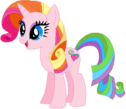 Size: 431x372 | Tagged: safe, artist:selenaede, artist:the smiling pony, artist:user15432, rarity, rarity (g3), pony, unicorn, g3, g4, base used, g3 to g4, generation leap, pink skin, rainbow hair, rainbow tail, solo