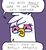 Size: 325x355 | Tagged: safe, gilda, griffon, g4, bloodshot eyes, bust, dialogue, drawthread, female, megg mogg and owl, purple background, simple background, solo, speech bubble