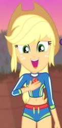 Size: 254x519 | Tagged: safe, screencap, applejack, aww... baby turtles, equestria girls, g4, my little pony equestria girls: better together, belly button, clothes, cropped, cute, female, jackabetes, midriff, solo, swimsuit