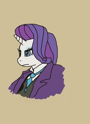 Size: 973x1333 | Tagged: safe, anonymous artist, edit, rarity, anthro, g4, clothes, drawthread, fabulous, necktie, suit
