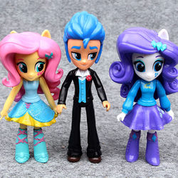 Size: 800x800 | Tagged: safe, flash sentry, fluttershy, rarity, equestria girls, g4, bootleg, boots, clothes, doll, dress, equestria girls minis, legs, shoes, skirt, toy, tuxedo