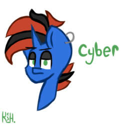 Size: 1000x1000 | Tagged: safe, artist:claudearts, oc, oc only, oc:cyberpon3, pony, unicorn, bust, ear piercing, earring, eyeshadow, jewelry, makeup, male, piercing, portrait, punk, simple background, solo, stallion, transparent background