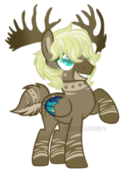 Size: 887x1239 | Tagged: safe, artist:squeakshimi, oc, oc only, deer, deer pony, original species, peryton, male, raised hoof, simple background, solo, transparent background