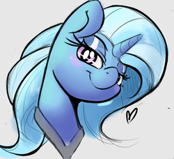 Size: 661x604 | Tagged: safe, artist:tre, trixie, pony, unicorn, g4, bust, female, heart, jewelry, looking at you, mare, necklace, simple background, smiling, solo, white background