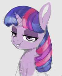 Size: 689x849 | Tagged: safe, artist:tre, twilight sparkle, alicorn, pony, bust, female, looking at you, mare, simple background, smiling, solo, twilight sparkle (alicorn), white background